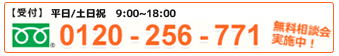 0120-256-771 平日：9時から19時　土日祝：10時から19時
